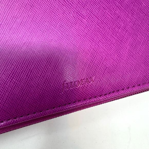 FiloFax Personal Compact Organizer Purple Saffiano Leather Planner Ring Zip - Picture 2 of 9